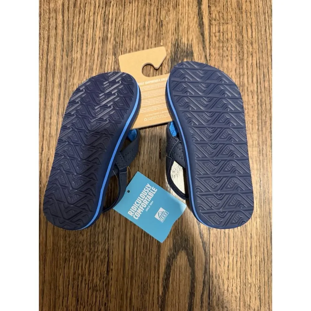 Reef Flip Flops Boys Size 9 Little Ahi Sandals Navy Blue NEW NWT